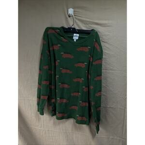 MTA Lounge long-sleeve tee size large green with red car pattern